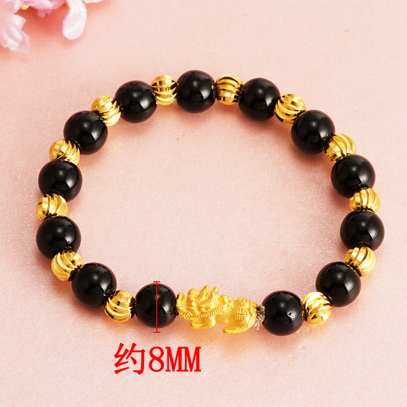 Wholesale Mini Brave Troops Garnet Obsidian Copper Bracelet